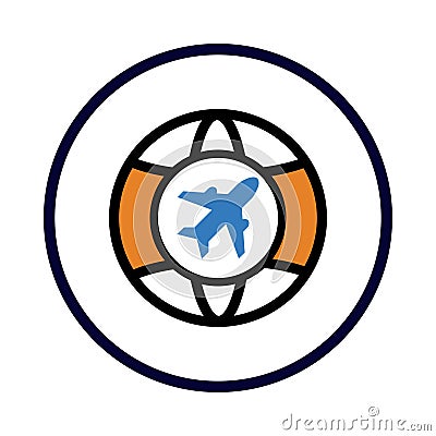 Aeroplan, airplane, down, downstream, airline, world, airplane icon Vector Illustration