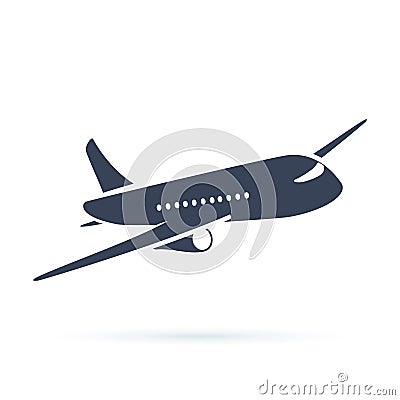 Aeroplane icon vector illustration. Airplane flight travel symbol. Flat plane view of a flying aircraft stock vector. Vector Illustration