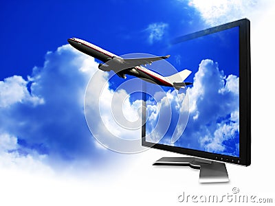 Aeroplane from LCD screen Stock Photo