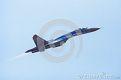 Aeroshow Baneasa Romania - Military war plane - Suhoi 35 Editorial Stock Photo