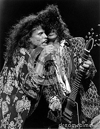 Aerosmith - Steven Tyler & Joe Perry - Boston Garden 1989 by Eric L. Johnson Editorial Stock Photo