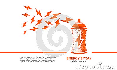 Aerosol can with energy jet. Vector energy charging and battery spray idea banner Vector Illustration