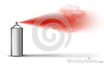 Aerosol can spraying red paint Stock Photo