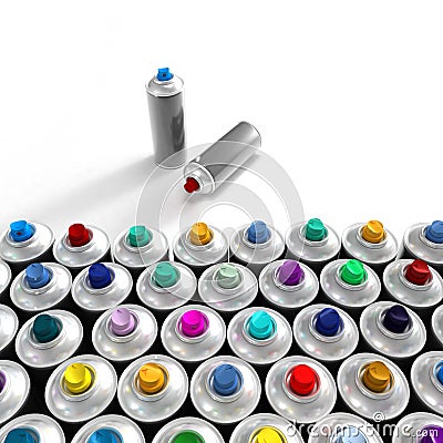 Aerosol cans composition Stock Photo