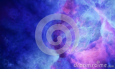 Aerosol clouds, space haze or cosmic rays, pink, pastel blue, space sky with many stars. Travel in the universe. 3D Rendering Stock Photo