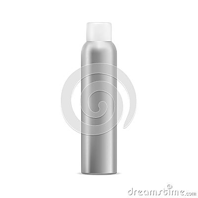 Aerosol spray bottle Aluminum deodorant can mockup Vector Illustration