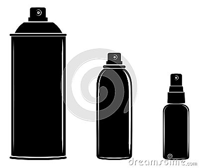 Aerosol spray can, cosmetic bottle set vector Vector Illustration