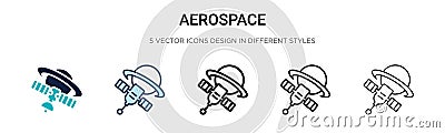 Aerospace icon in filled, thin line, outline and stroke style. Vector illustration of two colored and black aerospace vector icons Vector Illustration