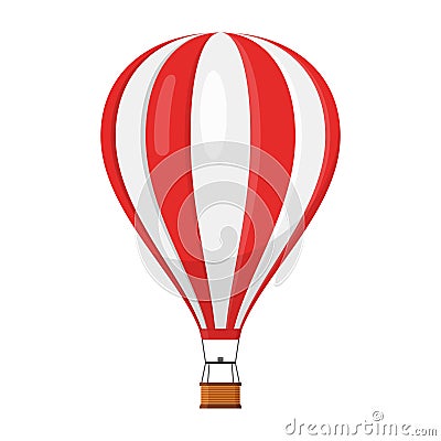 Aerostat Balloon transport with basket icon isolated on white background, Cartoon air-balloon ballooning adventure Vector Illustration
