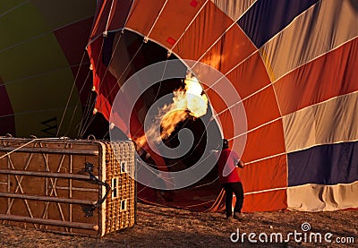 Aerostatic balloon festival over the city of Segovia, Castilla y LeÃ³n. Spain Stock Photo