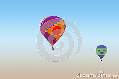 Aerostatic Balloons flying in Seville in the aerostatic balloon race of 2020 Stock Photo