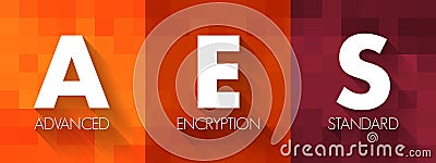 AES Advanced Encryption Standard - symmetric block cipher to protect classified information, acronym text concept background Stock Photo