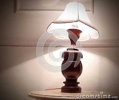 Aesthetic bedroom lamp with soft light Stock Photo