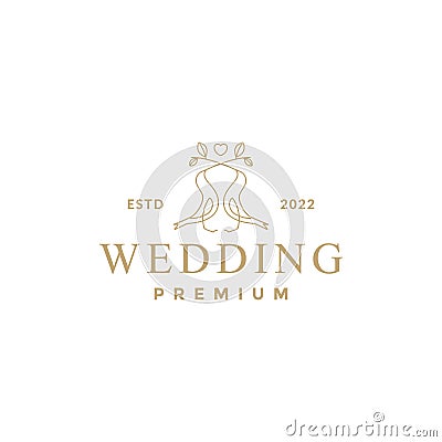 Aesthetic birds wedding logo design Vector Illustration