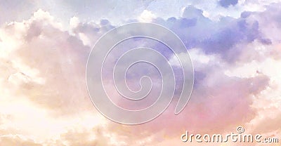 Aesthetic Pastel Wallpapers. Sky with Clouds Realistic Painting Stock Photo