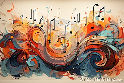 Aesthetic tapestry woven from vintage musical notes and hues, a captivating background Stock Photo