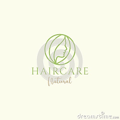 Aesthetic women circle hair logo design Vector Illustration