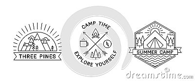 Aet of three camping logos Stock Photo