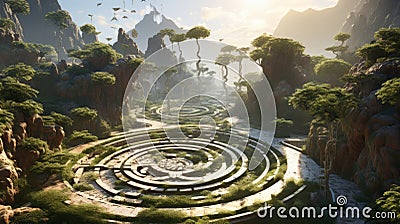 Aether Serpent coils gracefully in an otherworldly oasis Stock Photo