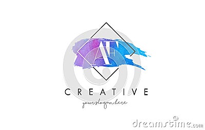 AF Artistic Watercolor Letter Brush Logo. Vector Illustration