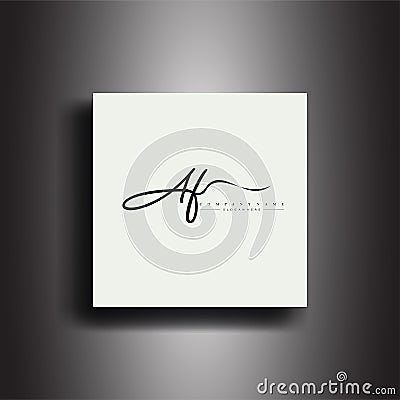 AF Signature style monogram.Calligraphic lettering icon and handwriting vector Stock Photo