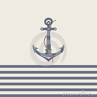 Dark Gray Nautical Anchor and rope Cartoon Illustration