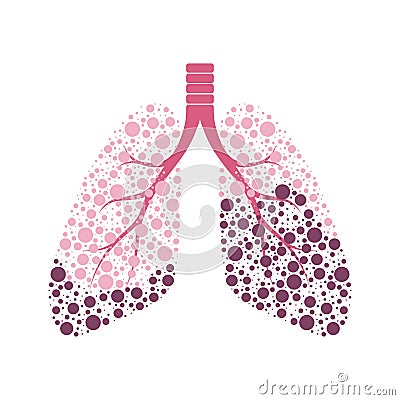 Affected human lungs. Sick lungs vector illustration Vector Illustration