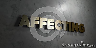 Affecting - Gold text on black background - 3D rendered royalty free stock picture Stock Photo
