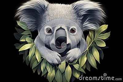 Affectionate Cute love koala heart. Generate Ai Stock Photo