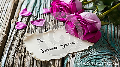 Affectionate greeting card design featuring i love you text and heart symbols on white background Stock Photo