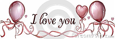 Affectionate greeting card design with i love you text and heart symbols on white background Stock Photo