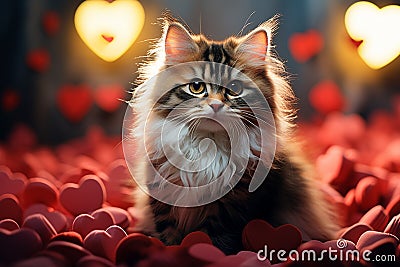 Affectionate kitty Cute kitten with a heart spreading warmth and joy Stock Photo