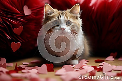 Affectionate kitty Cute kitten with a heart spreading warmth and joy Stock Photo