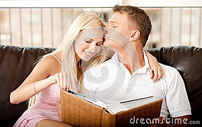 Affectionate man kissing Stock Photo