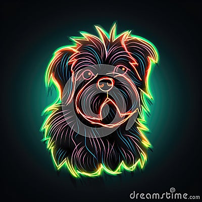 Affenpinscher. Neon outline icon with a light effect Stock Photo