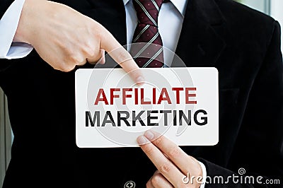 Affiliate Marketing Card In Male Hands Stock Photo