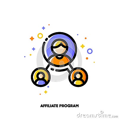 Affiliate marketing, partner program or referrals network Vector Illustration