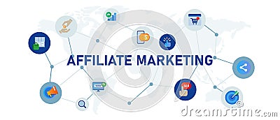 Affiliate marketing program icon connected concept of internet sales method of affiliation Stock Photo