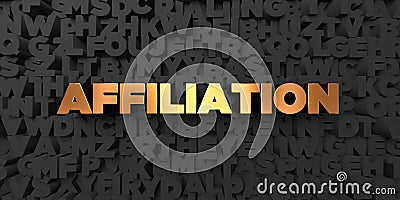 Affiliation - Gold text on black background - 3D rendered royalty free stock picture Stock Photo