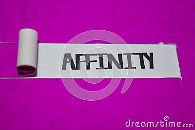 Affinity text, Inspiration and positive vibes concept on purple torn paper Stock Photo