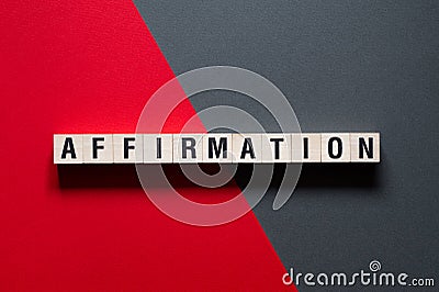 Affirmation word concept on cubes Stock Photo