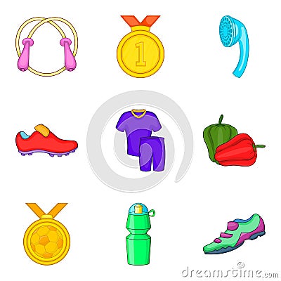 Affluence icons set, cartoon style Vector Illustration