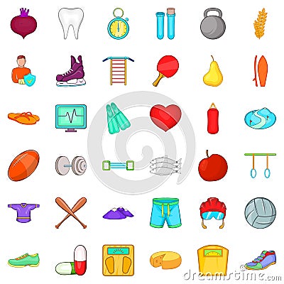 Affluence icons set, cartoon style Vector Illustration