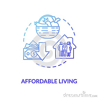 Affordable living blue concept icon Vector Illustration