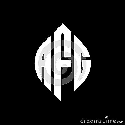 AFG circle letter logo design with circle and ellipse shape. AFG ellipse letters with typographic style. The three initials form a Vector Illustration