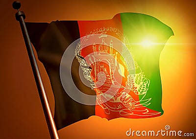 Afganistan flag against the sunset Stock Photo