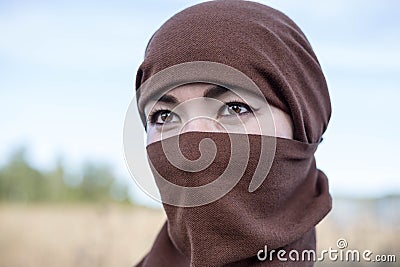 An Afghan woman in a hijab. The Taliban. Stock Photo