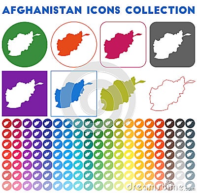 Afghanistan icons collection. Vector Illustration