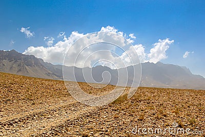 Afghanistan landscape, desert plain against the backdrop of mountains Stock Photo