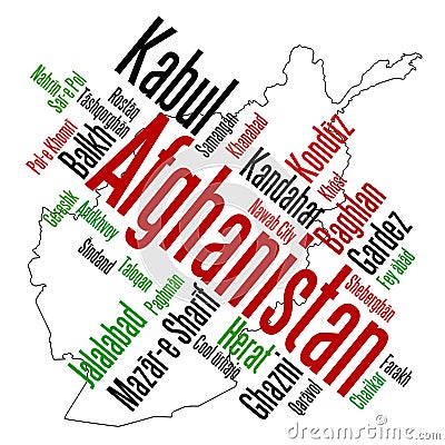 Afghanistan map and cities Vector Illustration